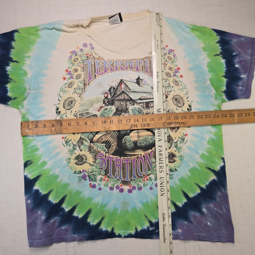 VTG Liquid Blue Grateful Dead Terrapin Station Tie Dye T-Shirt XL 98 DISTRESSED - Picture 8 of 10